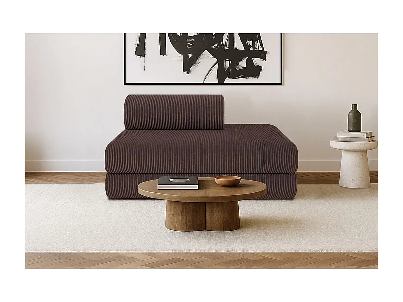 Canapé droit modulable et convertible 2 places - Velours côtelé - Marron