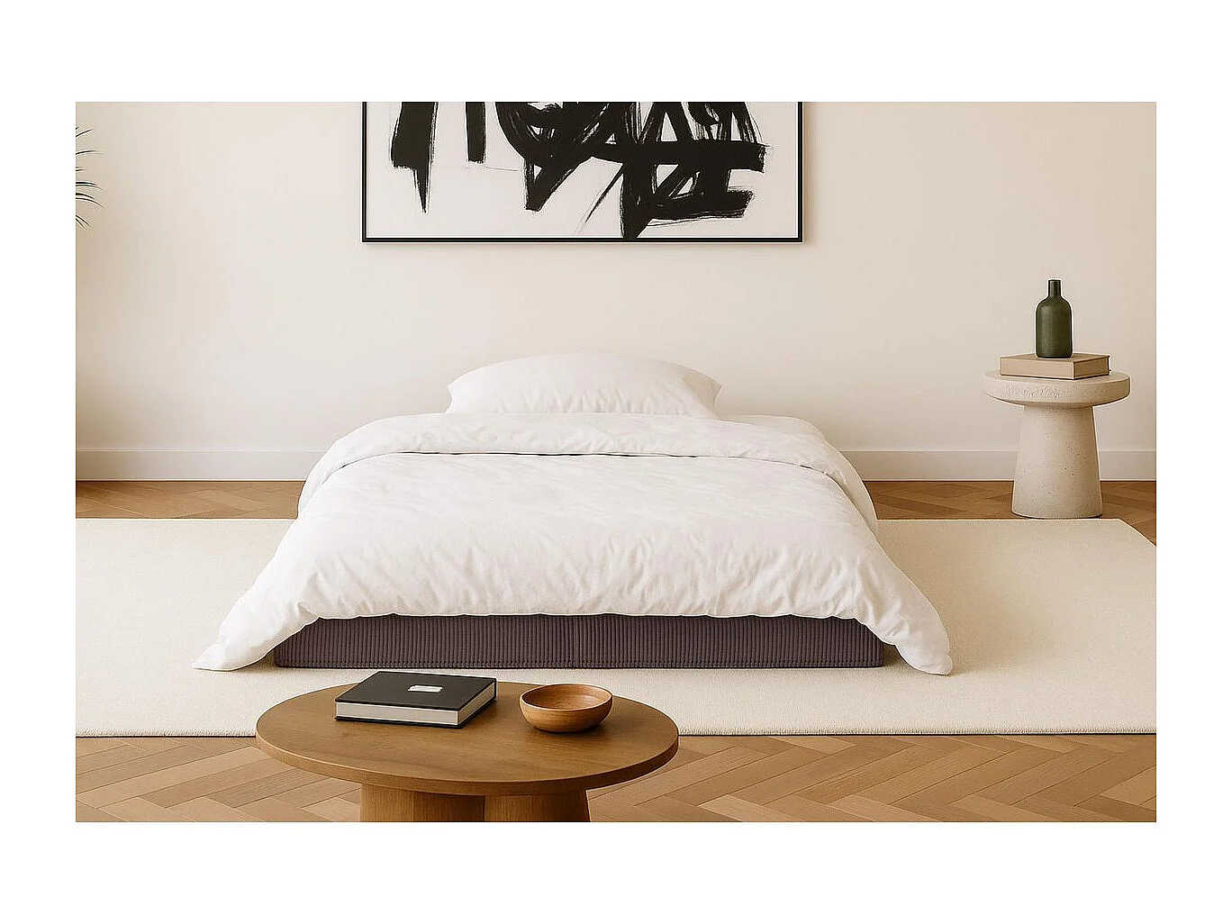 Canapé droit modulable et convertible 2 places - Velours côtelé - Marron