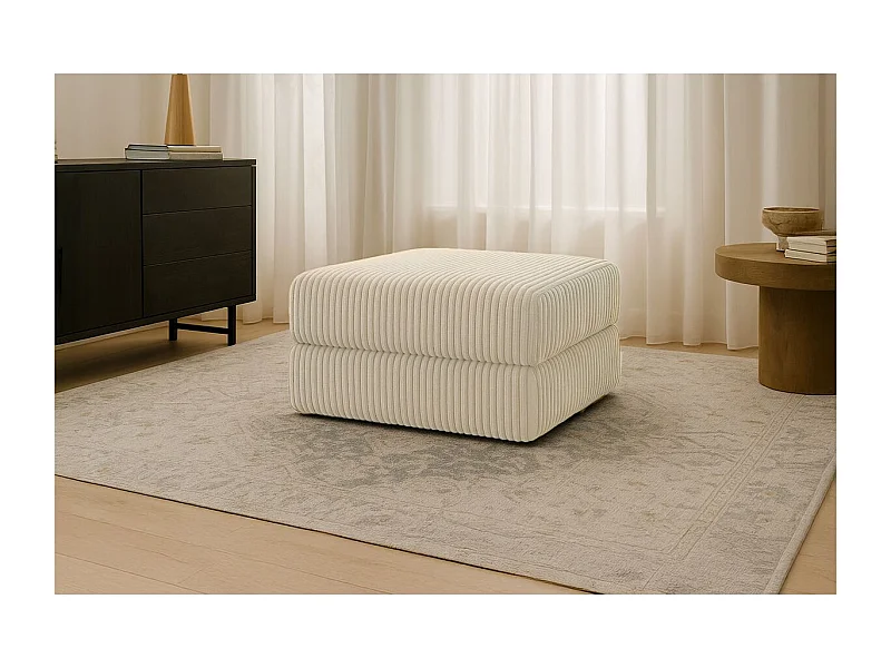 Pouf modulable et convertible - Velours côtelé XL - Beige