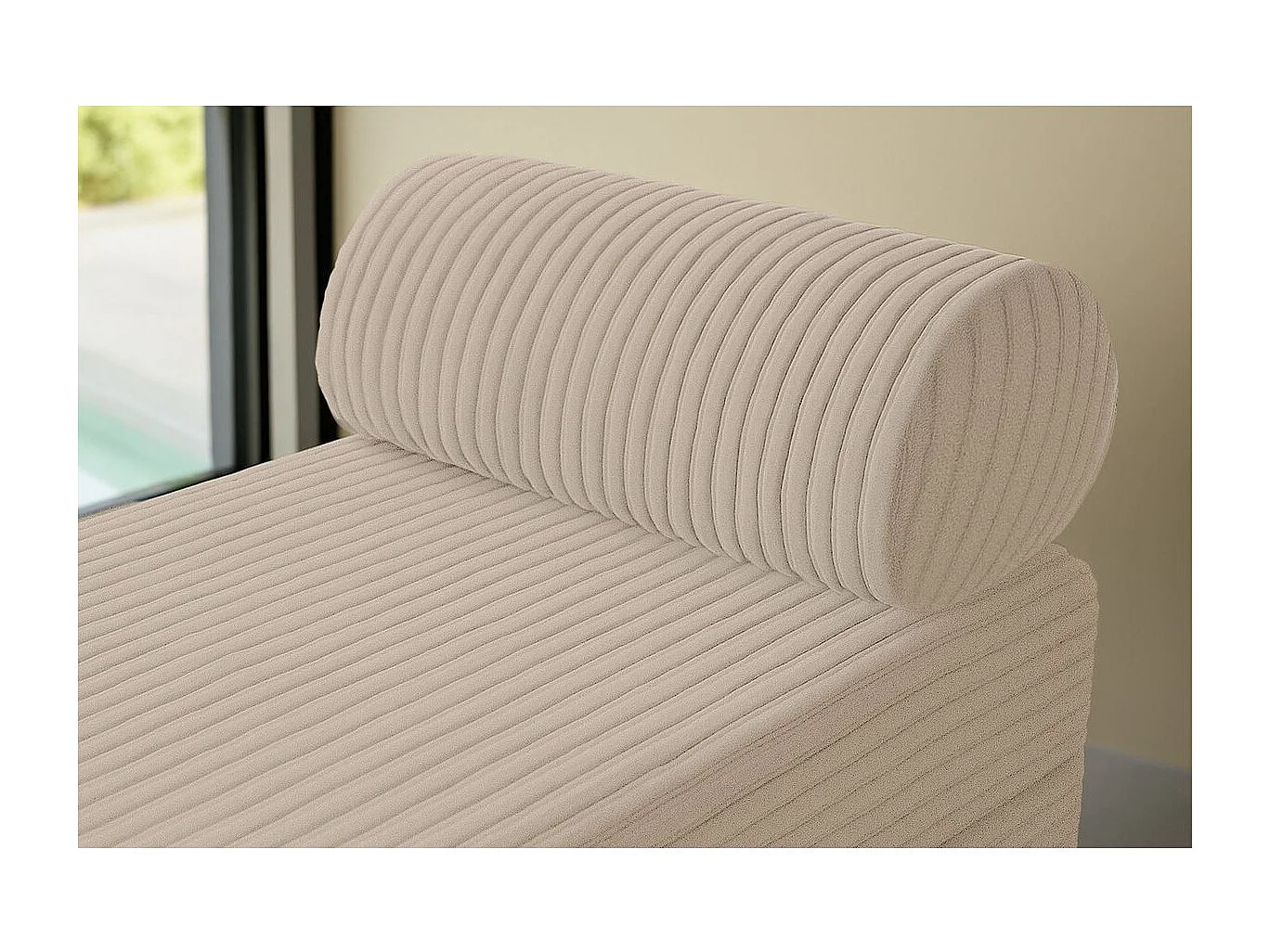 Pouf modulable et convertible - Velours côtelé XL - Beige