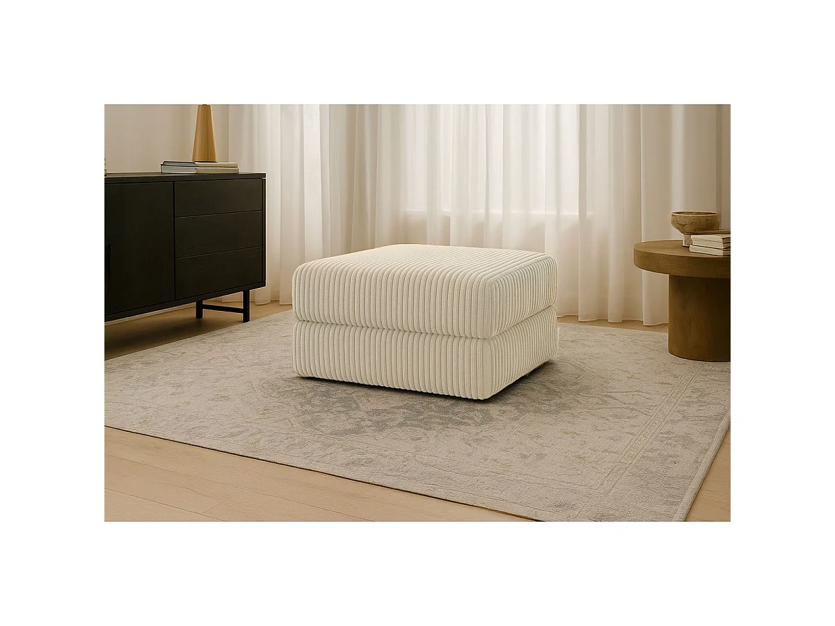 Pouf modulable et convertible - Velours côtelé XL - Beige
