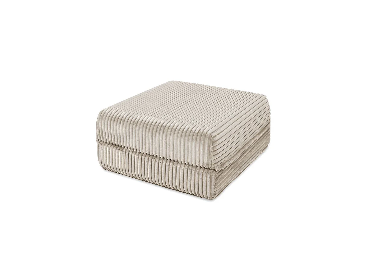 Pouf modulable et convertible - Velours côtelé XL - Beige