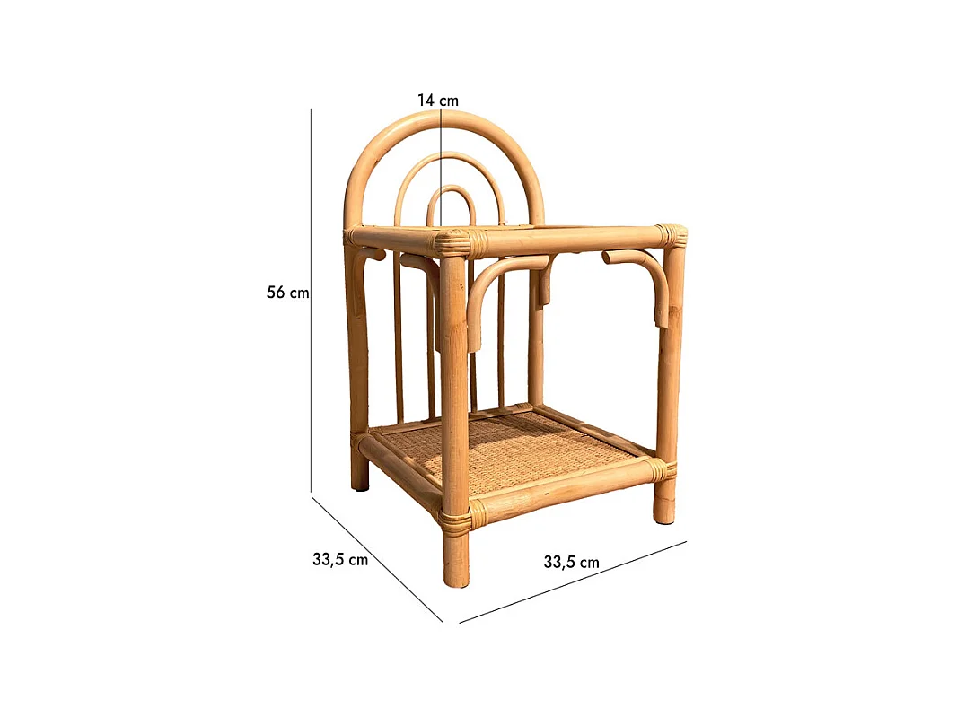 Table d'appoint 56 cm en rotin naturel avec 2 tablettes – HAZEL