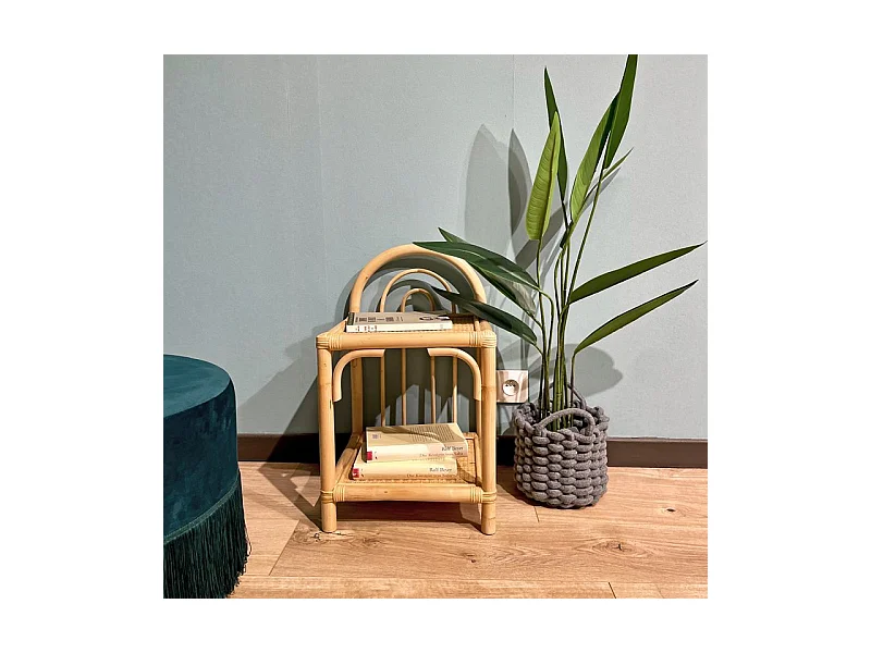 Table d'appoint 56 cm en rotin naturel avec 2 tablettes – HAZEL