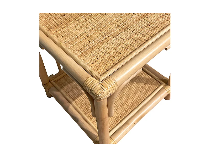 Table d'appoint 56 cm en rotin naturel avec 2 tablettes – HAZEL
