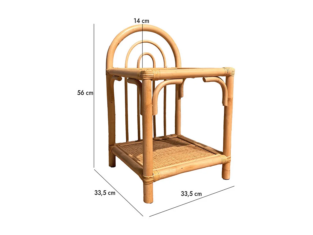 Table d'appoint 56 cm en rotin naturel avec 2 tablettes – HAZEL