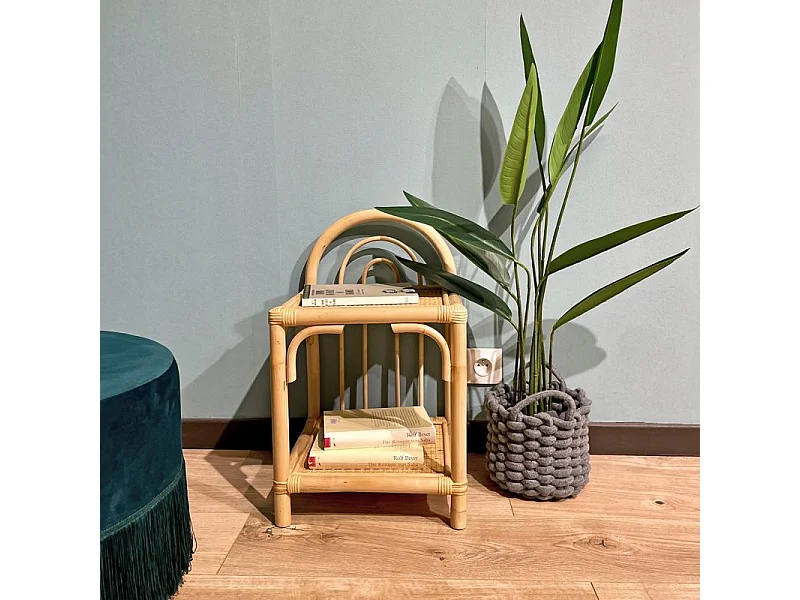 Table d'appoint 56 cm en rotin naturel avec 2 tablettes – HAZEL