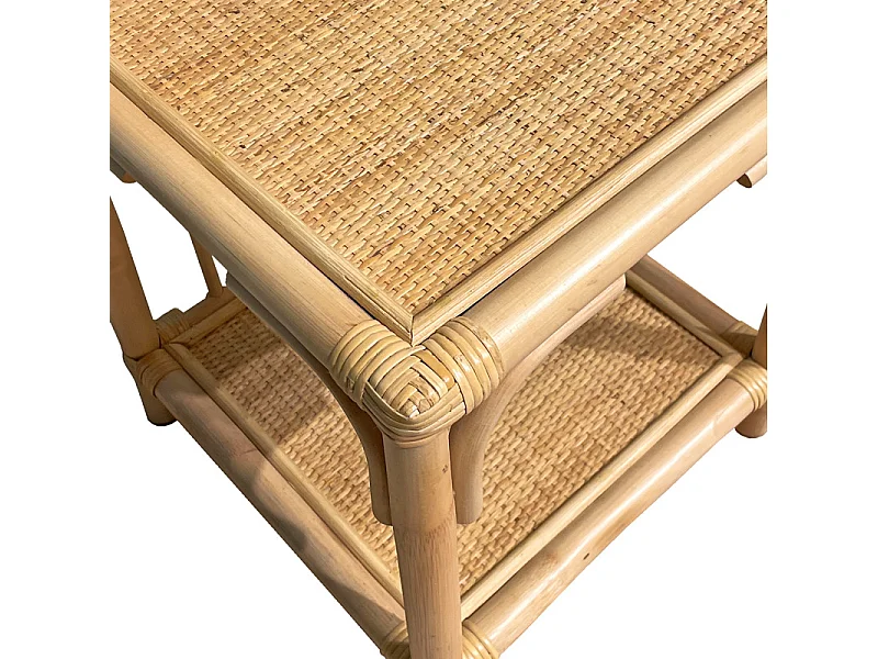 Table d'appoint 56 cm en rotin naturel avec 2 tablettes – HAZEL