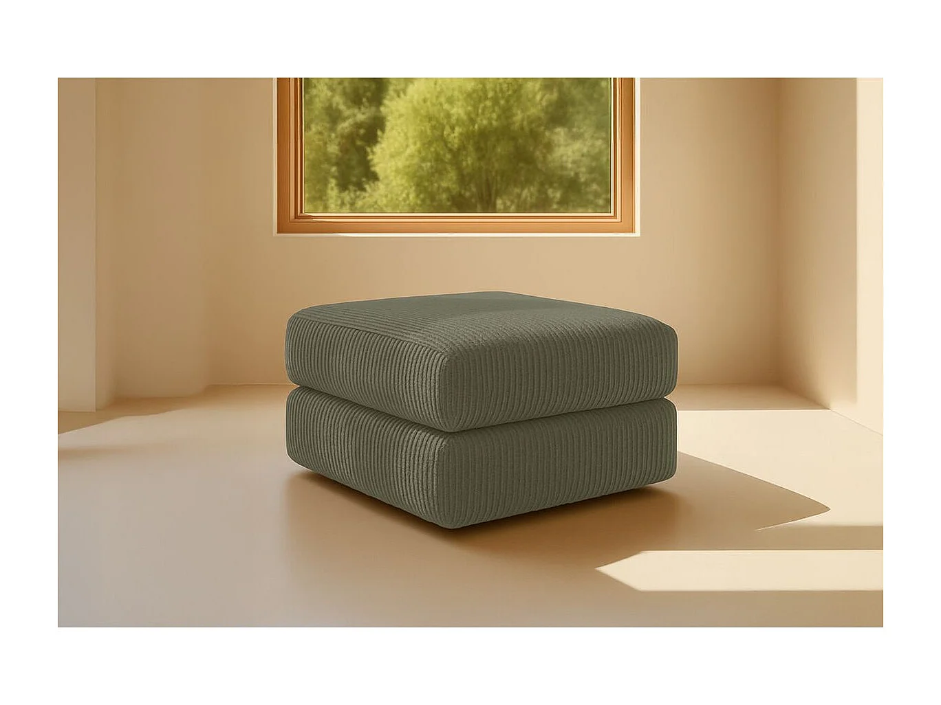 Pouf modulable et convertible - Velours côtelé - Vert