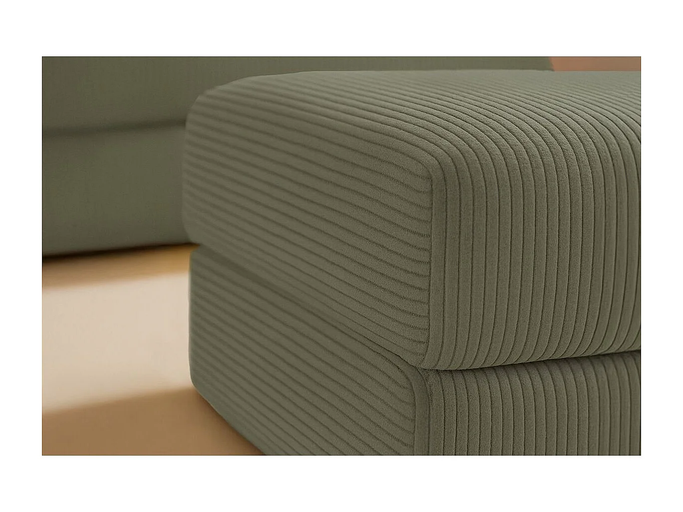 Pouf modulable et convertible - Velours côtelé - Vert