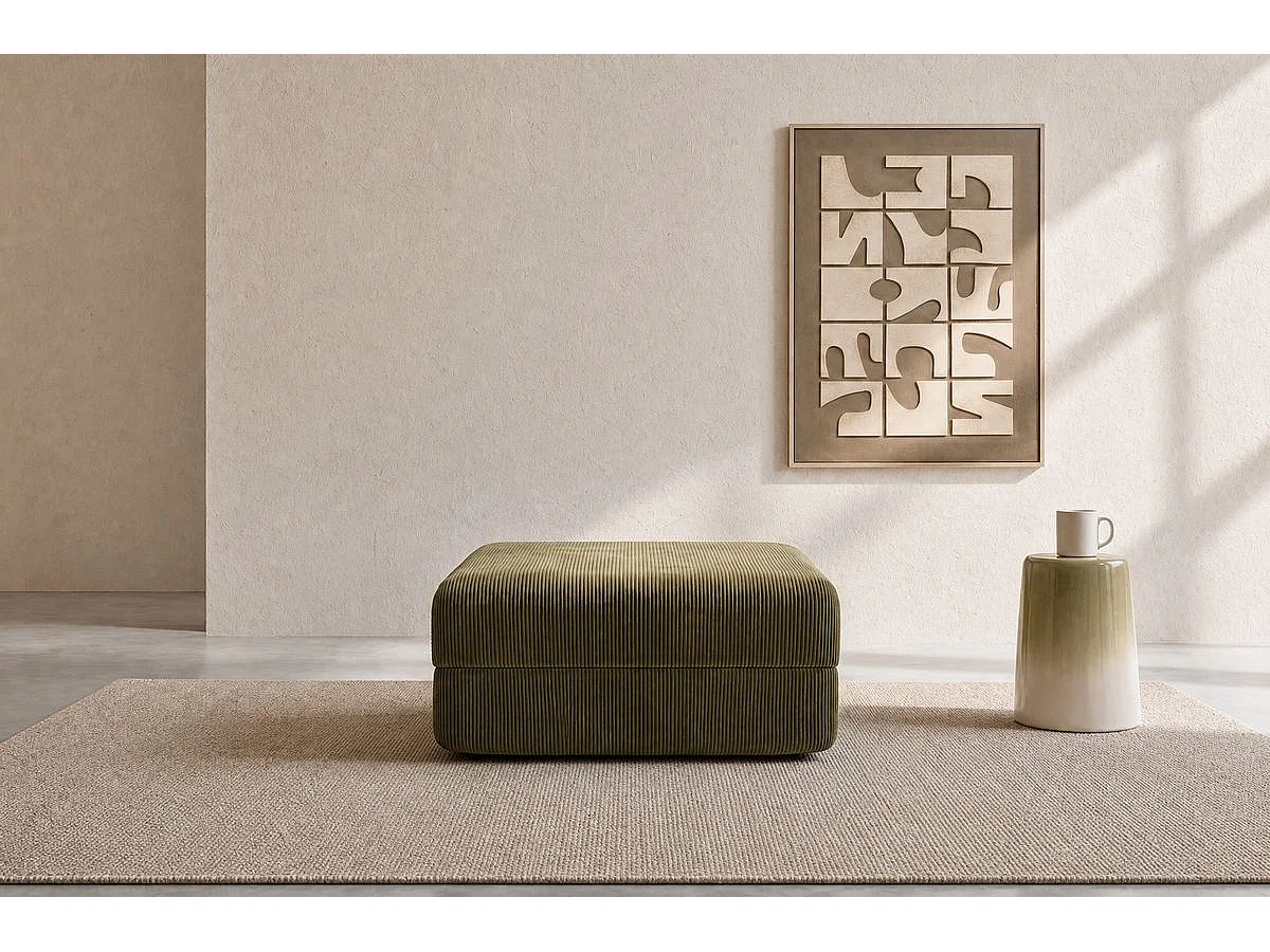 Pouf modulable et convertible - Velours côtelé - Vert