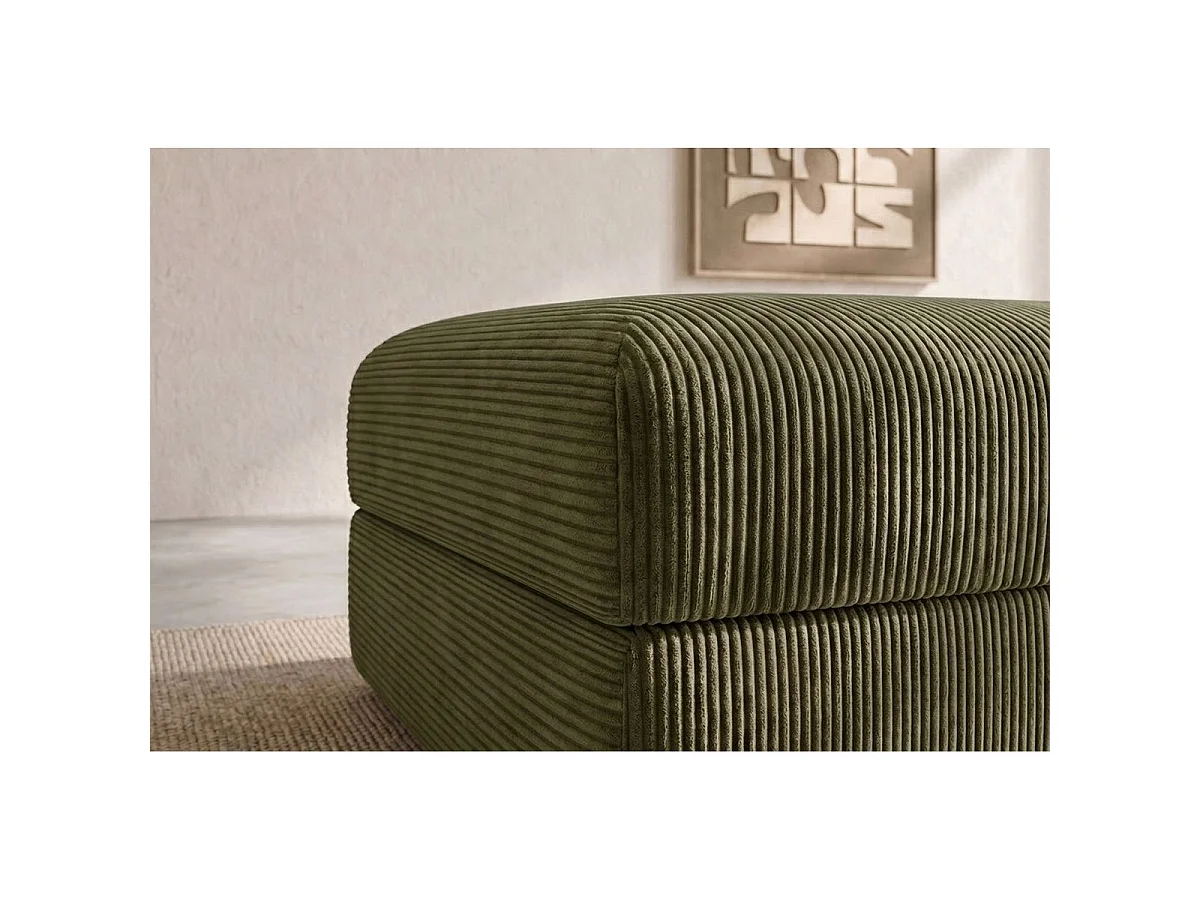 Pouf modulable et convertible - Velours côtelé - Vert