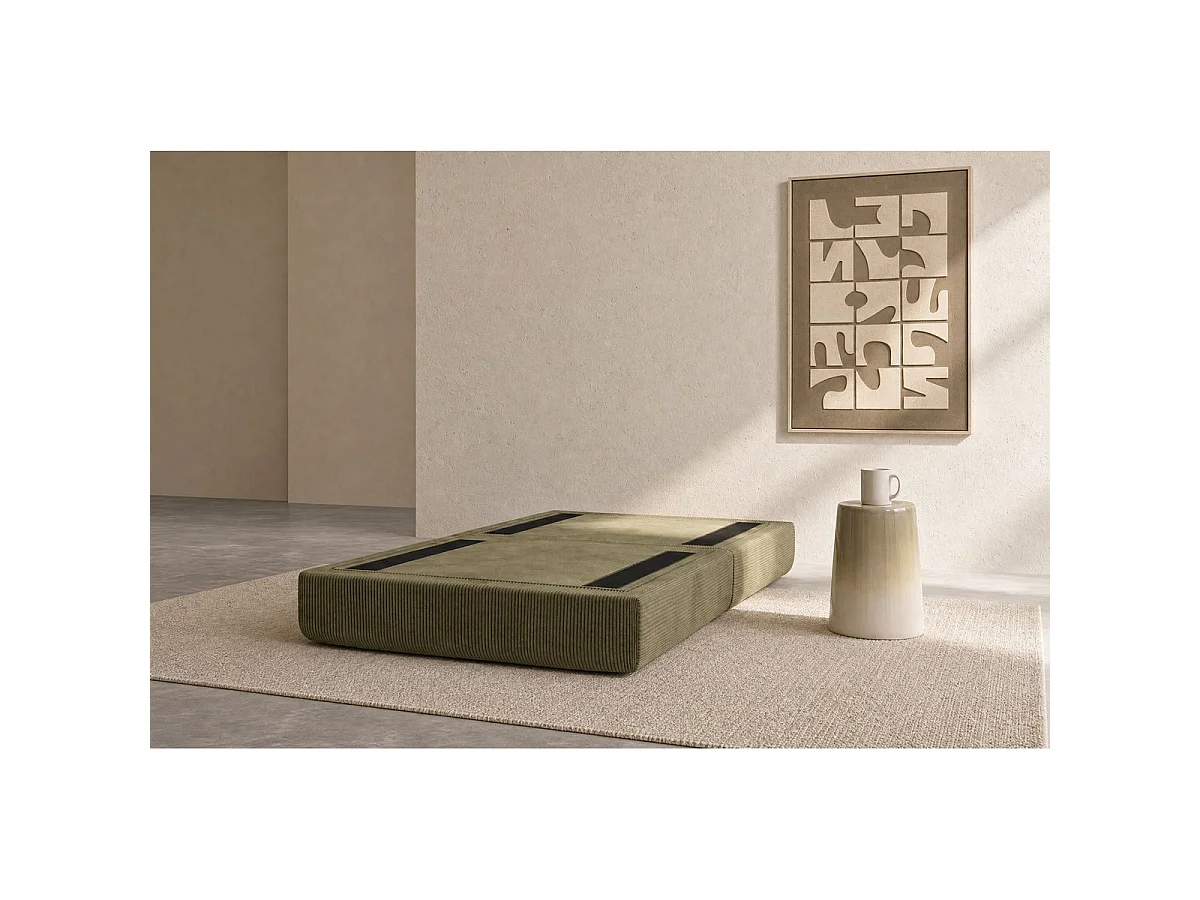 Pouf modulable et convertible - Velours côtelé - Vert