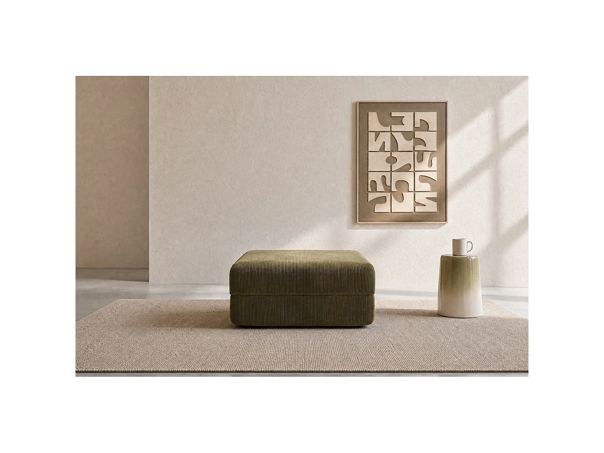 Pouf modulable et convertible - Velours côtelé - Vert