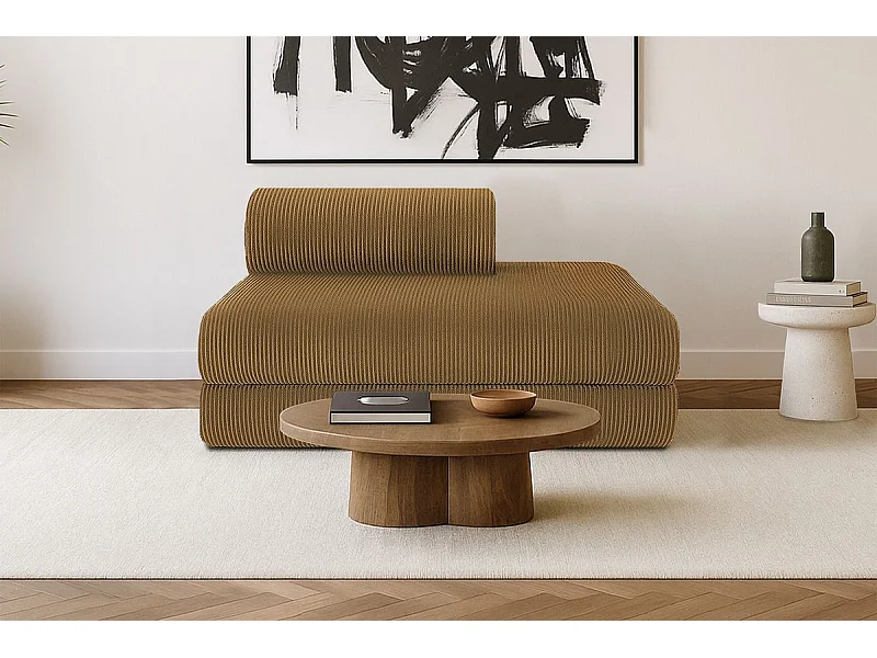 Canapé droit modulable et convertible 2 places - Velours côtelé - Jaune