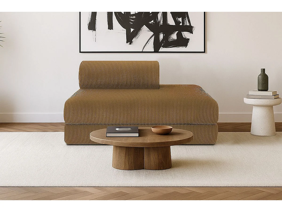 Canapé droit modulable et convertible 2 places - Velours côtelé - Jaune