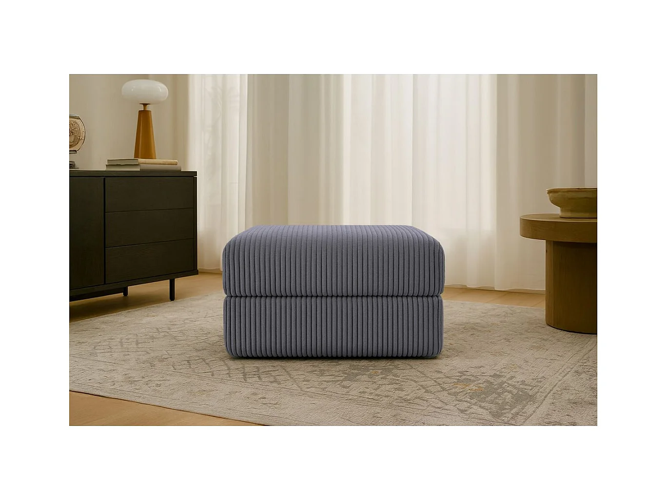 Pouf modulable et convertible - Velours côtelé XL - Gris