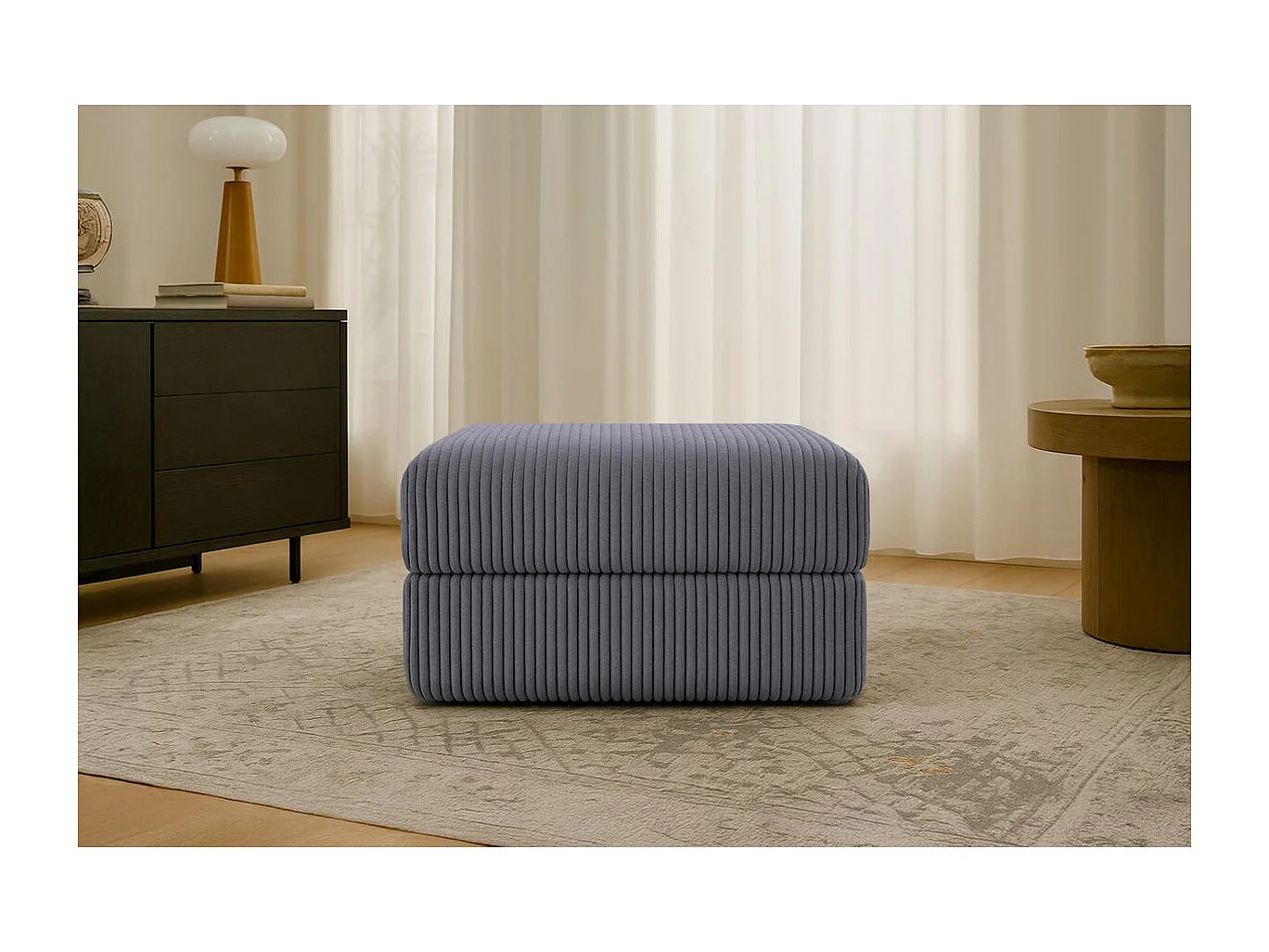 Pouf modulable et convertible - Velours côtelé XL - Gris