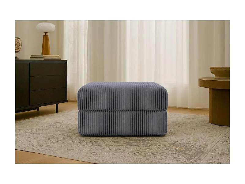 Pouf modulable et convertible - Velours côtelé XL - Gris
