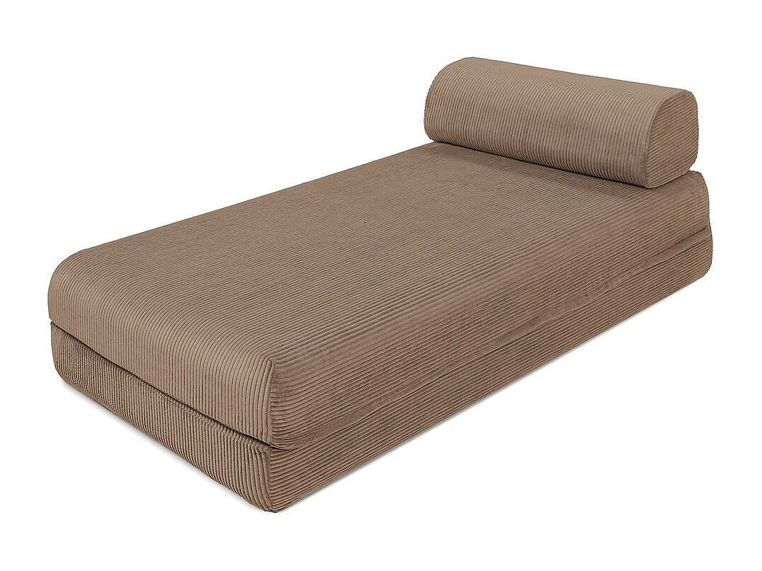Canapé d'angle modulable et convertible 5 places - Velours côtelé - Taupe