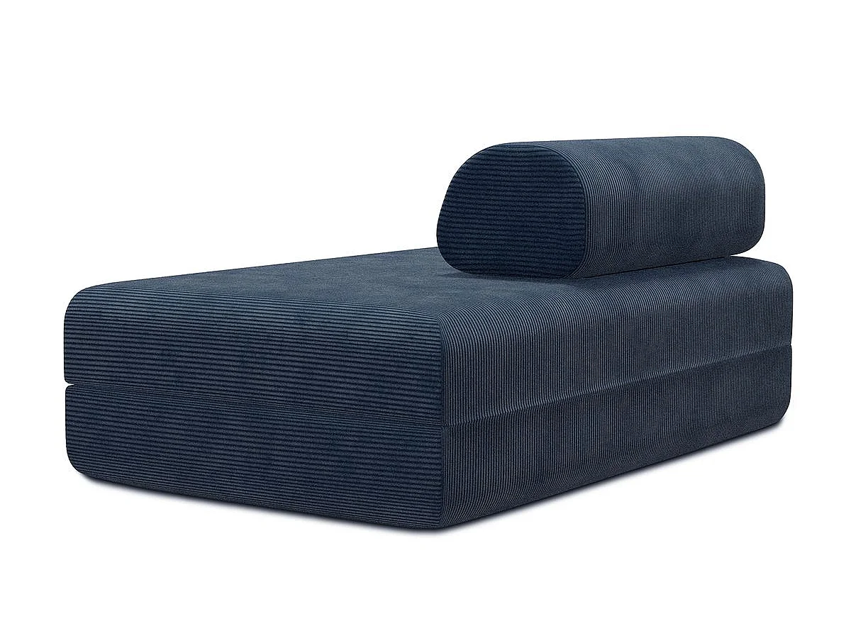 Canapé droit modulable et convertible 2 places - Velours côtelé - Bleu