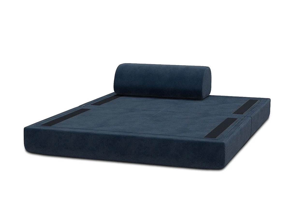 Canapé droit modulable et convertible 2 places - Velours côtelé - Bleu
