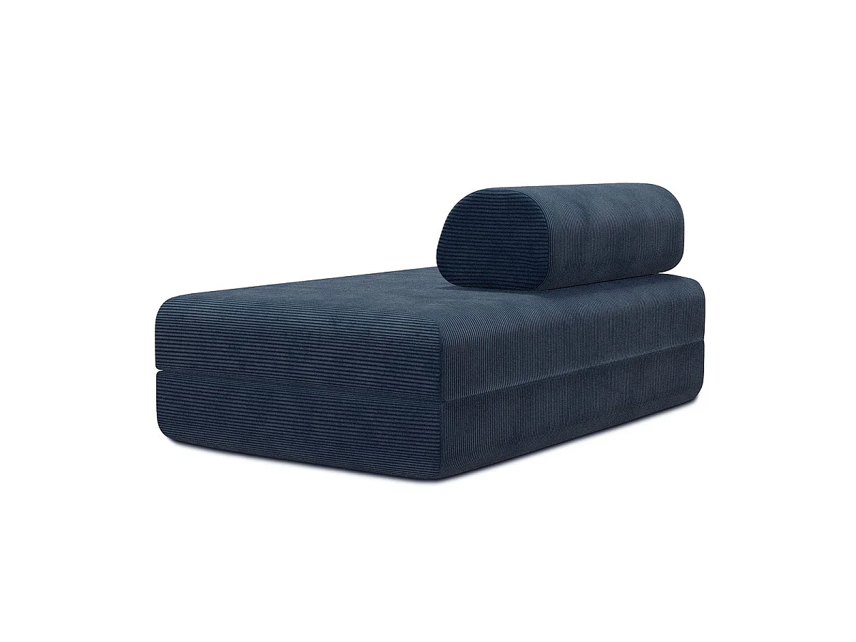 Canapé droit modulable et convertible 2 places - Velours côtelé - Bleu