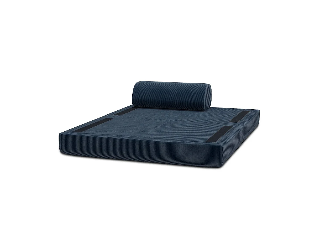 Canapé droit modulable et convertible 2 places - Velours côtelé - Bleu