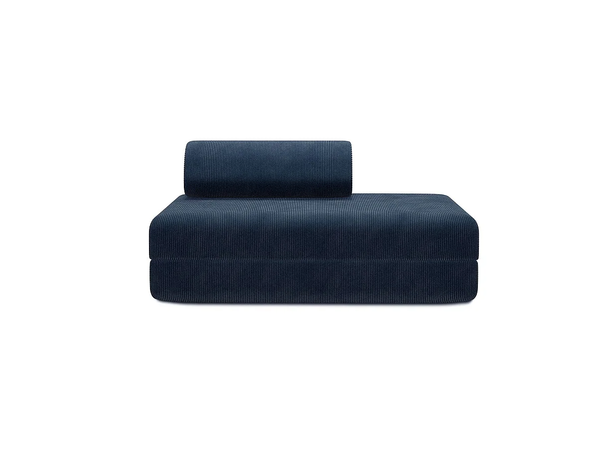 Canapé droit modulable et convertible 2 places - Velours côtelé - Bleu