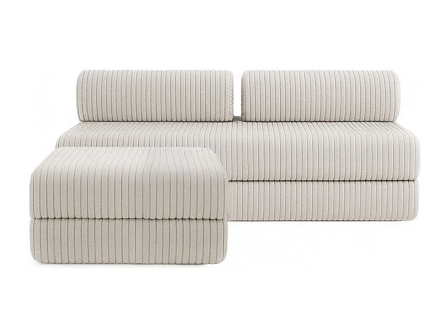 Canapé d'angle modulable et convertible 4 places - Velours côtelé XL - Blanc