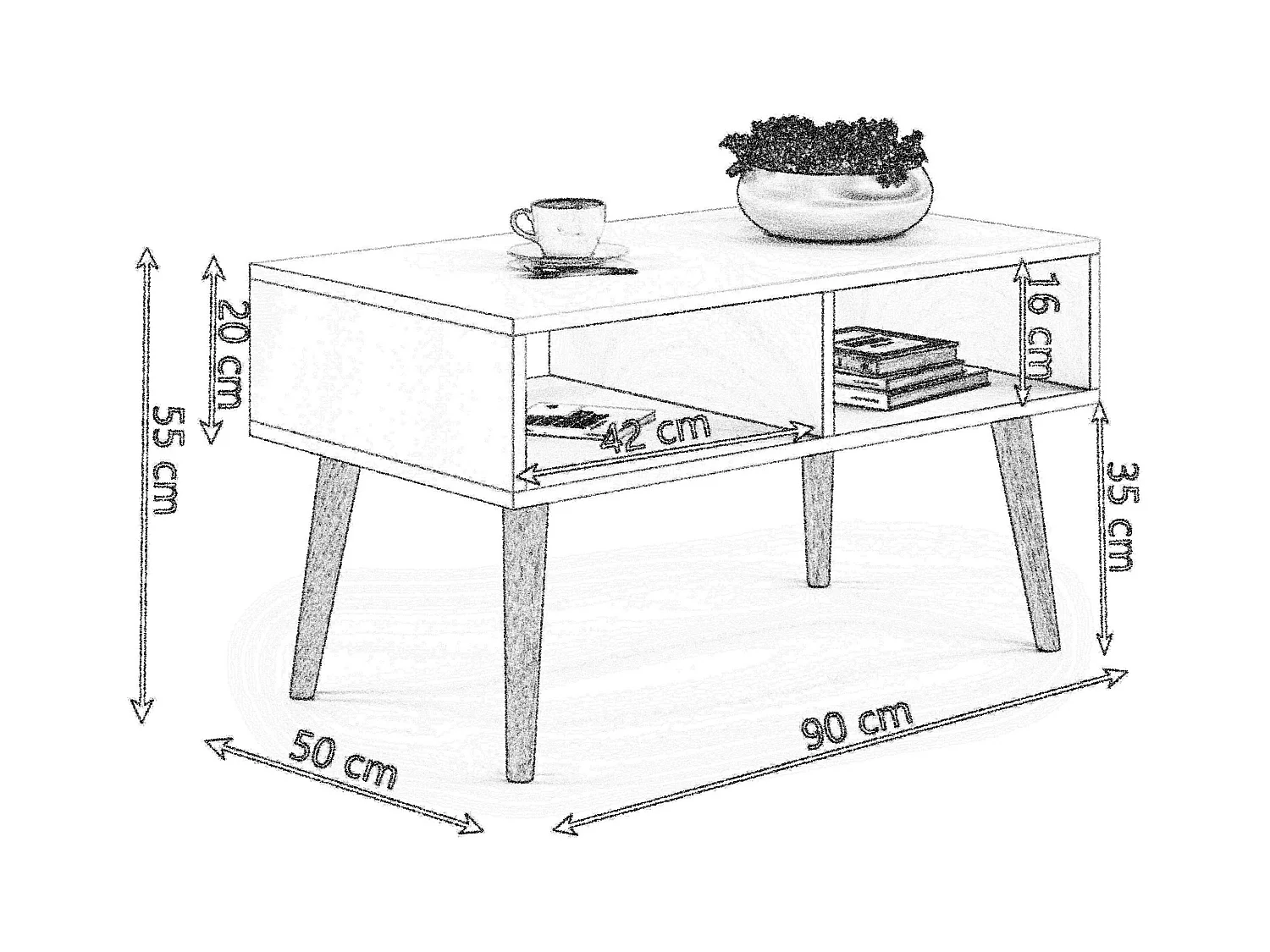 Table basse scandinave SLIMY - Chêne claire - Blanc