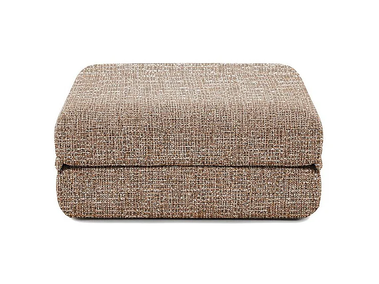 Pouf modulable et convertible - Tissu tweed - Marron