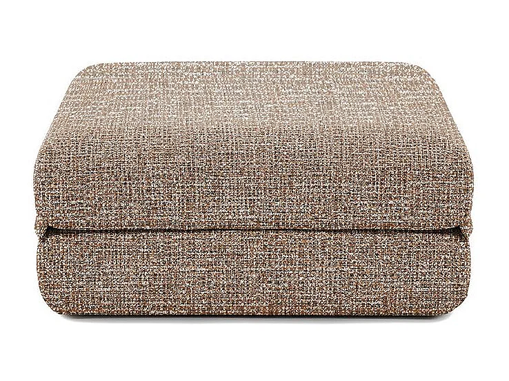 Pouf modulable et convertible - Tissu tweed - Marron