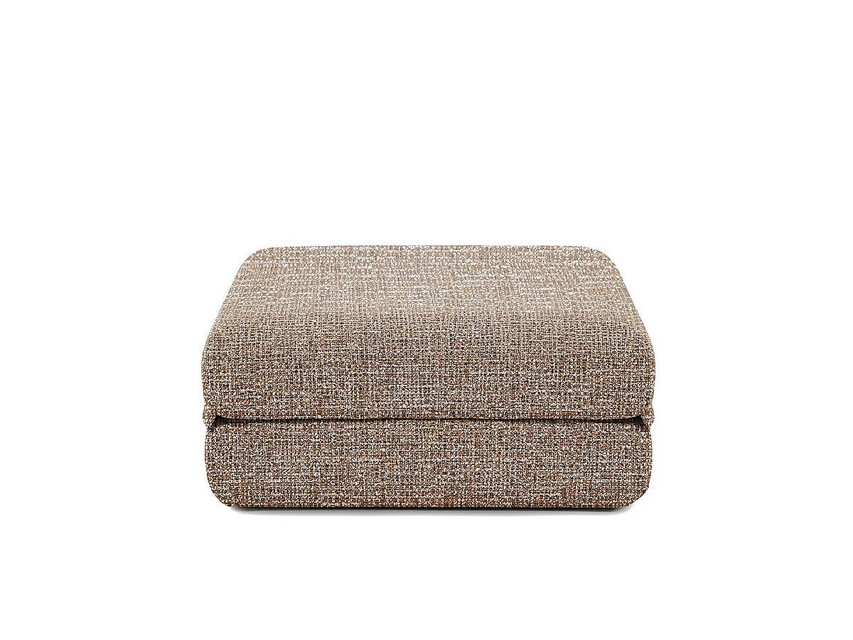 Pouf modulable et convertible - Tissu tweed - Marron