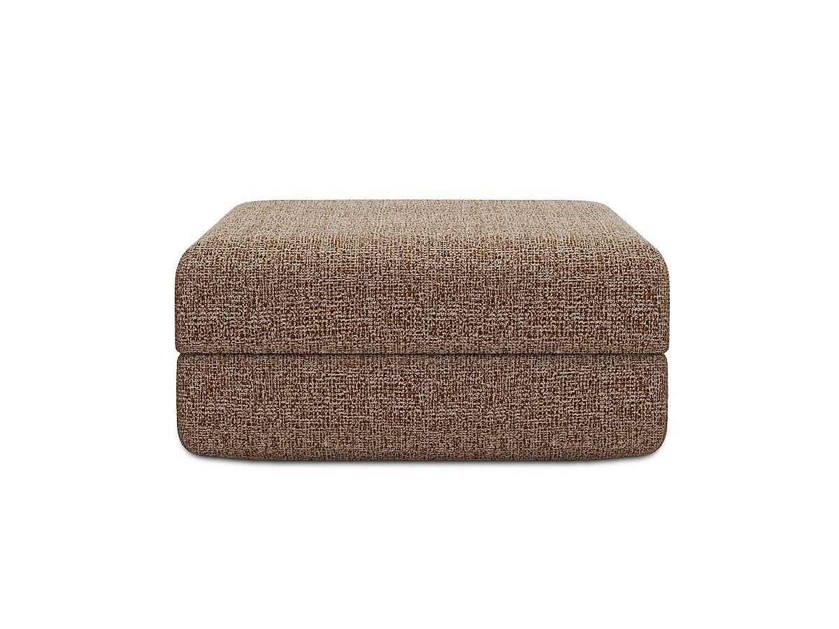 Pouf modulable et convertible - Tissu tweed - Marron