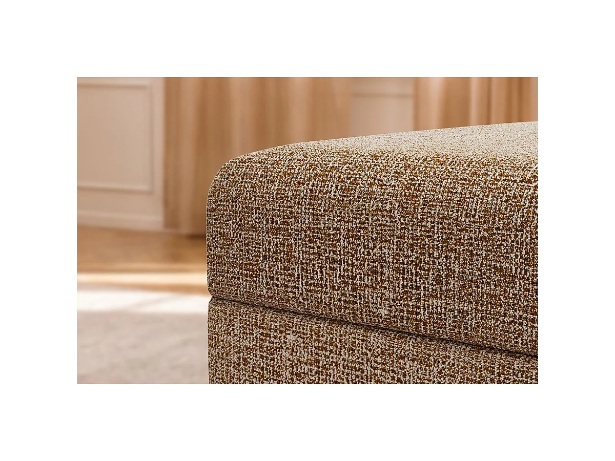 Pouf modulable et convertible - Tissu tweed - Marron