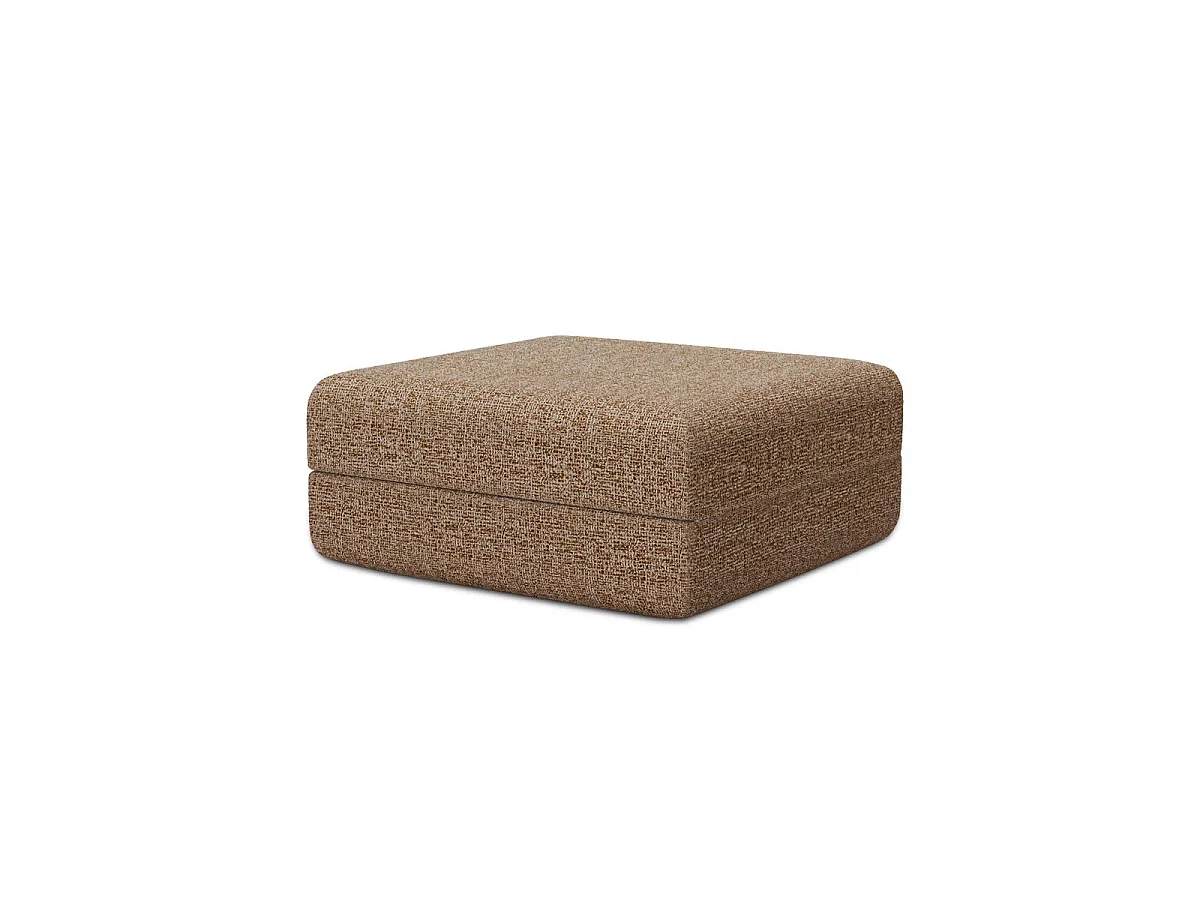 Pouf modulable et convertible - Tissu tweed - Marron