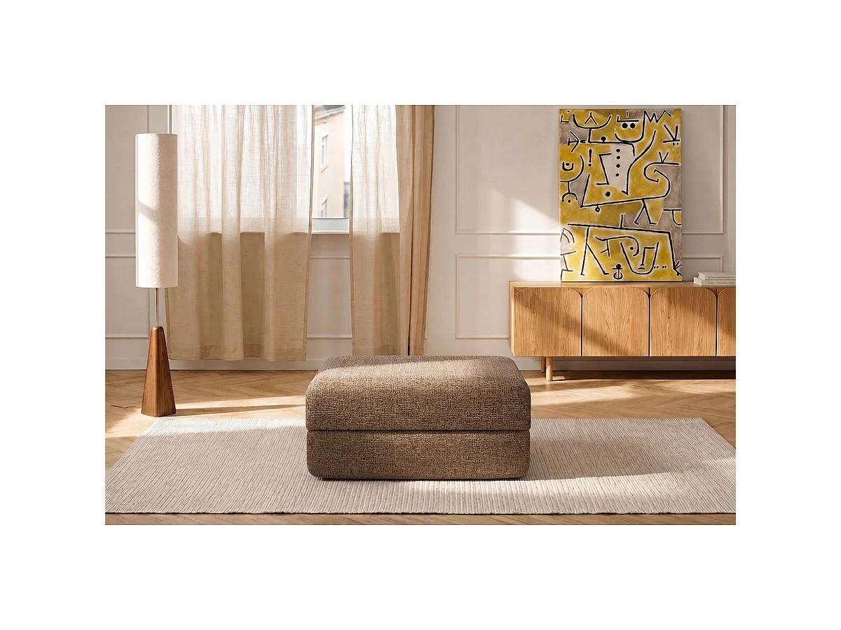 Pouf convertible et modulable - Tissu tweed Marron