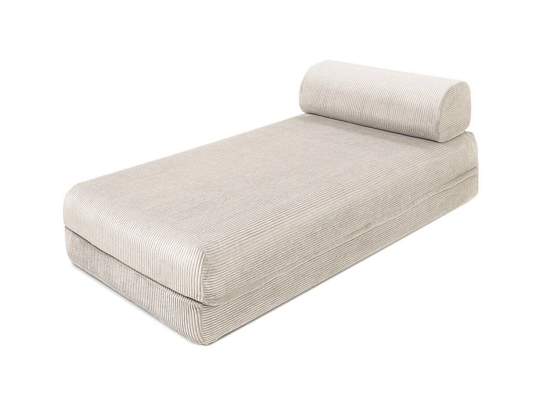 Canapé d'angle modulable et convertible 5 places - Velours côtelé - Blanc