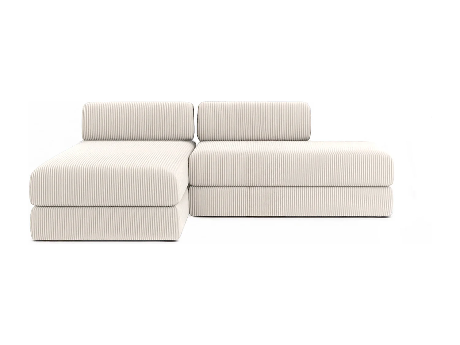 Canapé d'angle modulable et convertible 5 places - Velours côtelé - Blanc