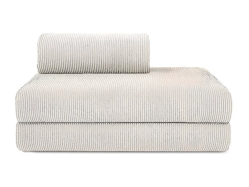 Canapé d'angle modulable et convertible 5 places - Velours côtelé - Blanc