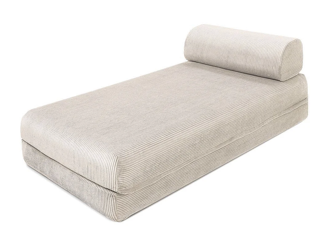 Canapé d'angle modulable et convertible 5 places - Velours côtelé - Blanc