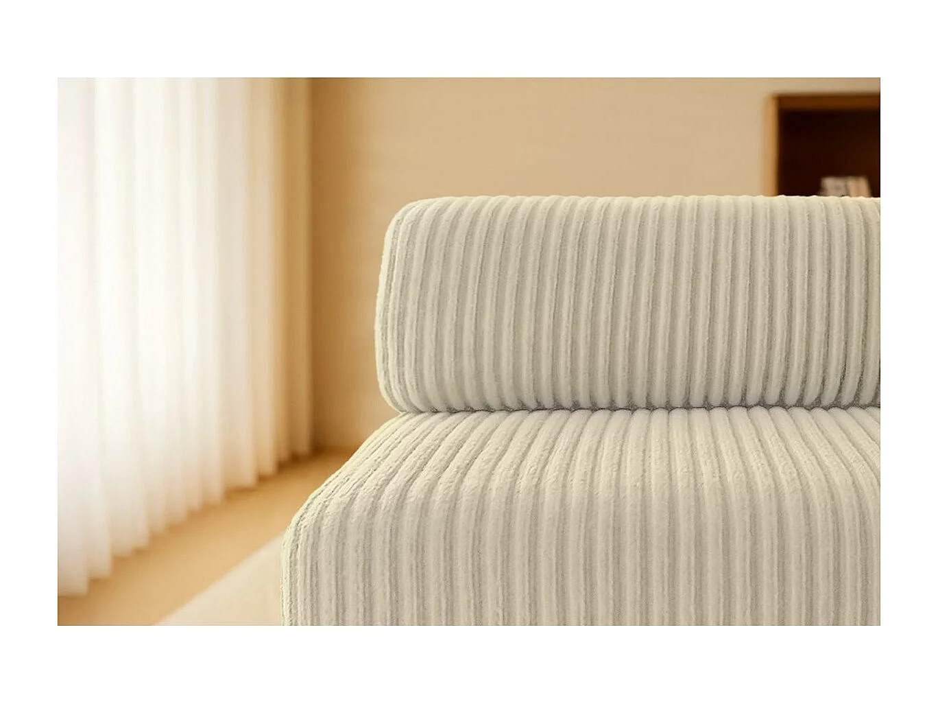 Canapé d'angle modulable et convertible 4 places - Velours côtelé XL - Beige