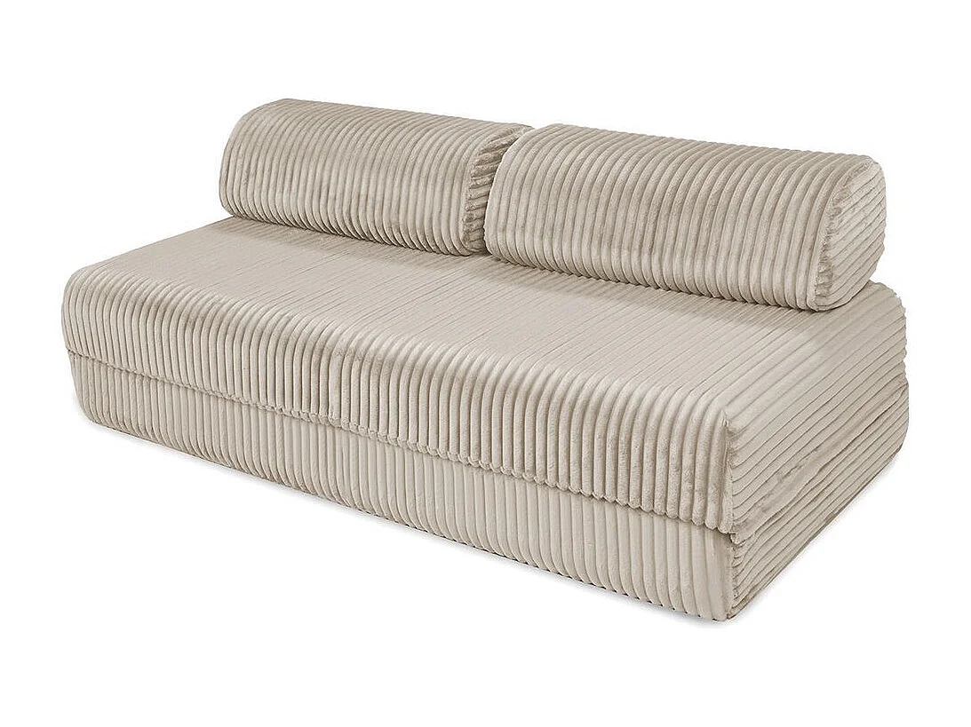 Canapé d'angle modulable et convertible 4 places - Velours côtelé XL - Beige