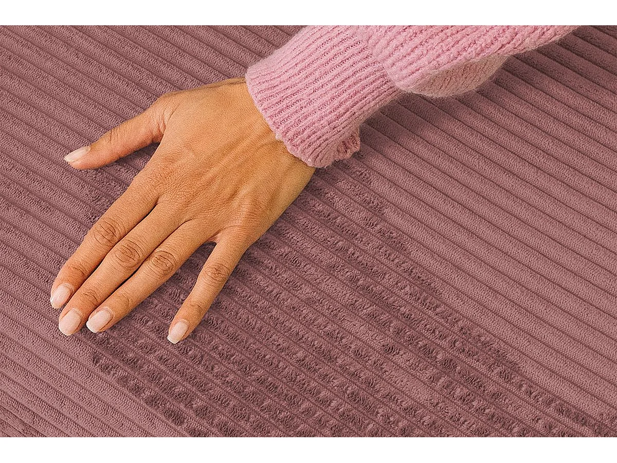 Canapé droit modulable et convertible 2 places - Velours côtelé - Rose