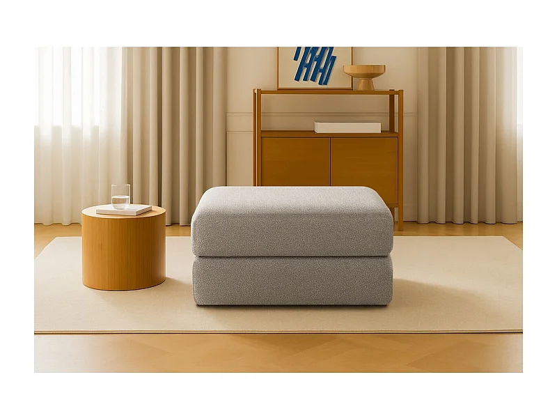 Pouf modulable et convertible - Tissu lisse - Gris clair