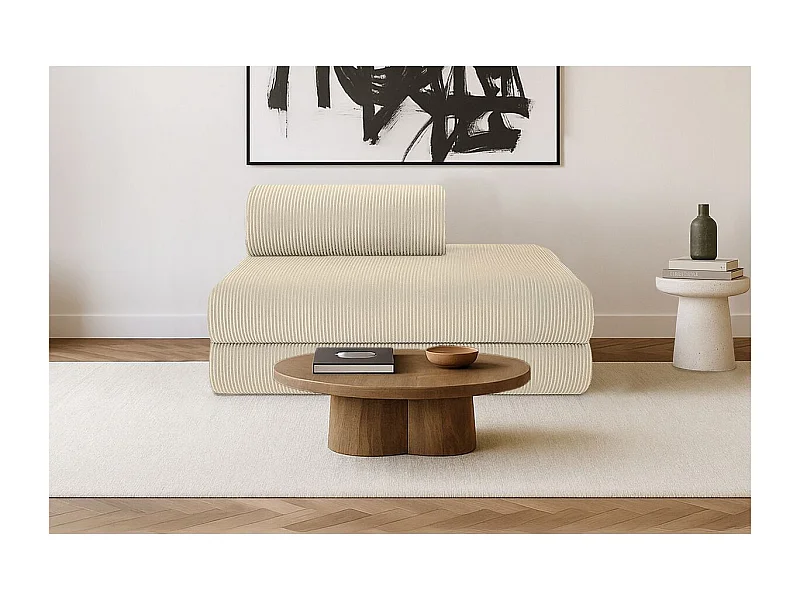 Canapé droit modulable et convertible 2 places - Velours côtelé - Beige