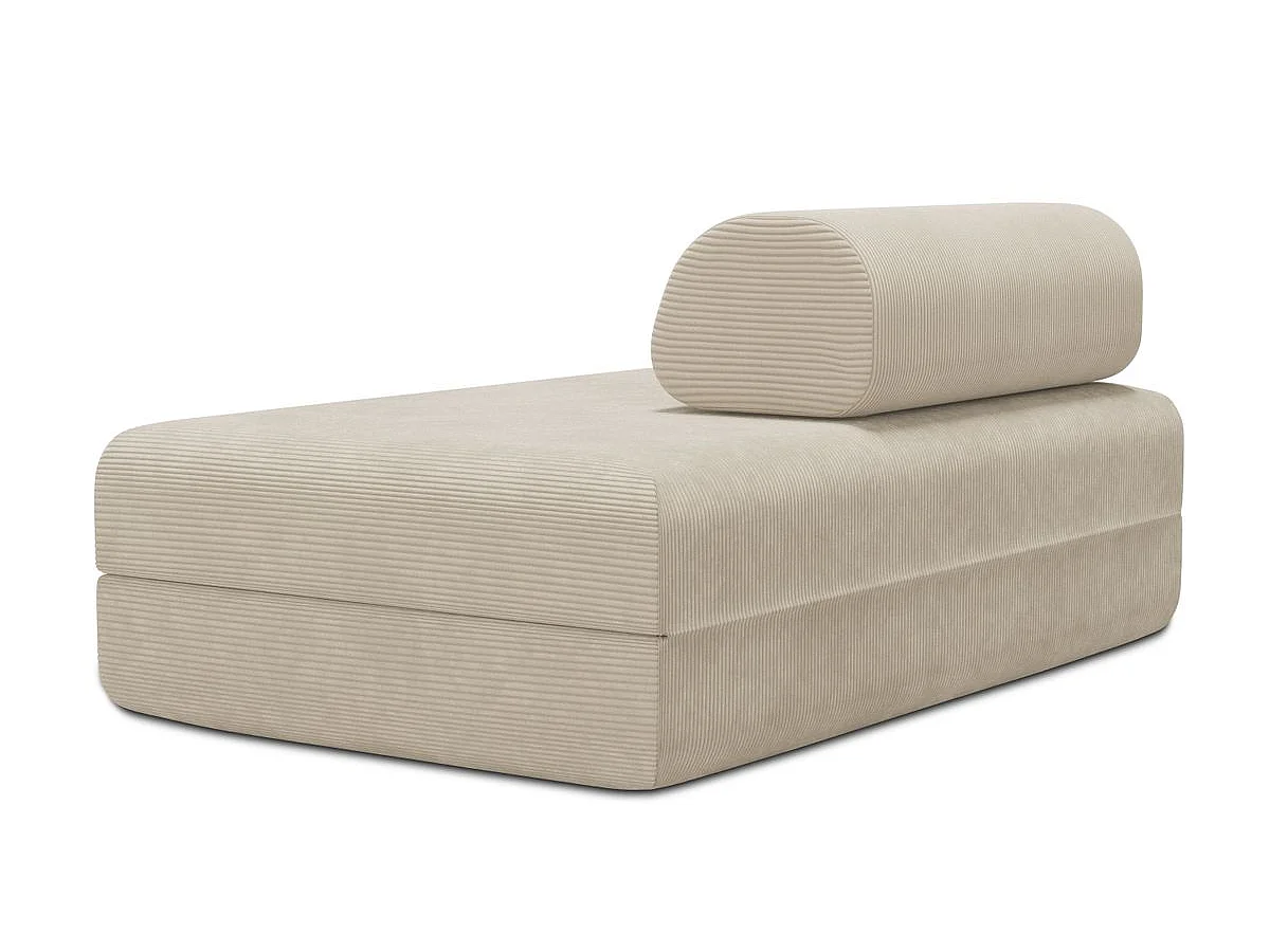 Canapé droit modulable et convertible 2 places - Velours côtelé - Beige