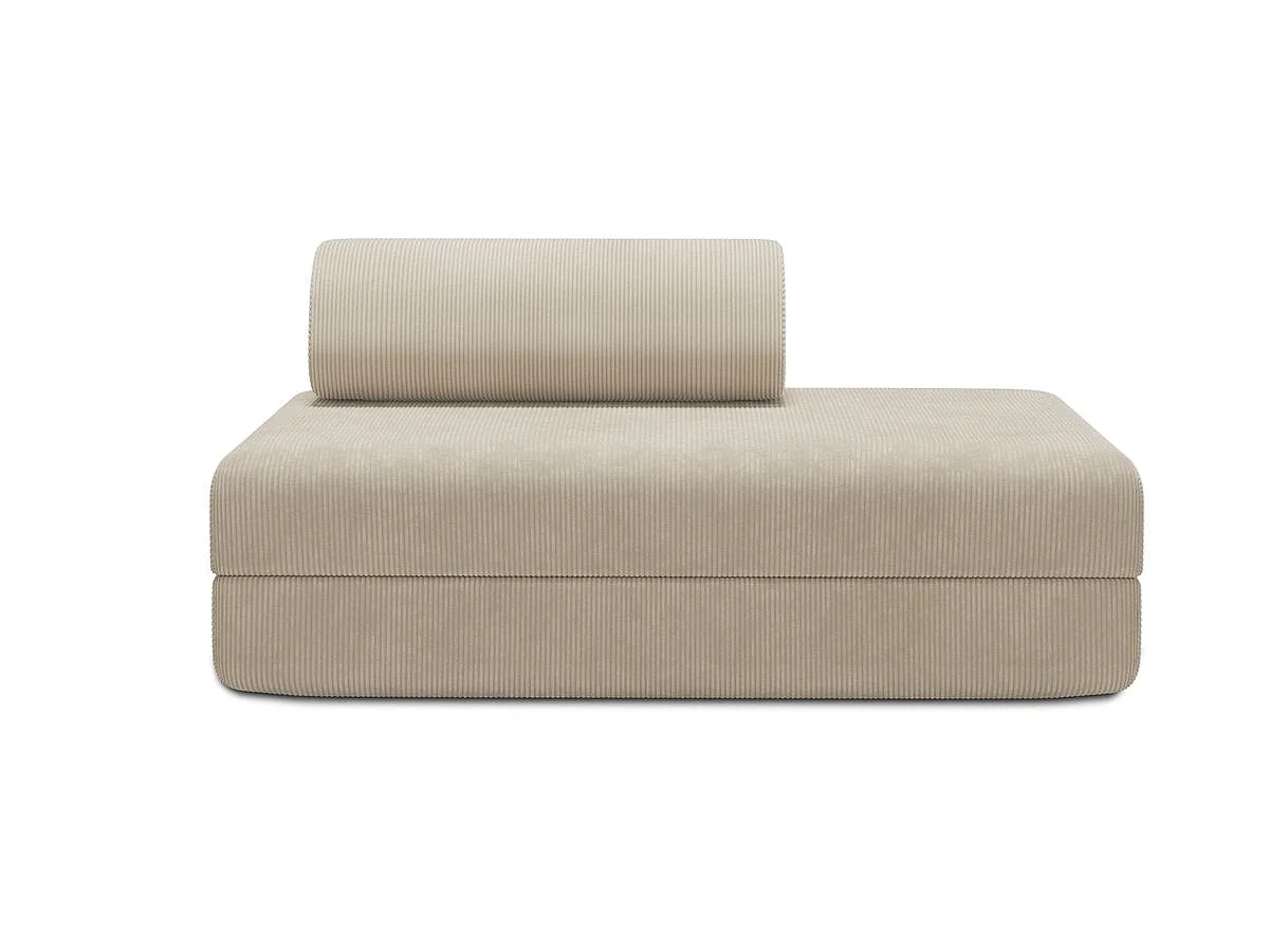 Canapé droit modulable et convertible 2 places - Velours côtelé - Beige