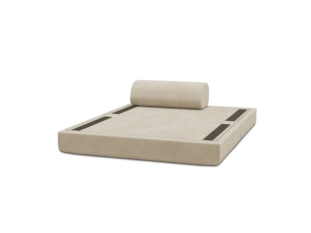 Canapé droit modulable et convertible 2 places - Velours côtelé - Beige